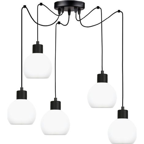 Suspension noire avec abat-jour blanc moka 14-120 (1/2)