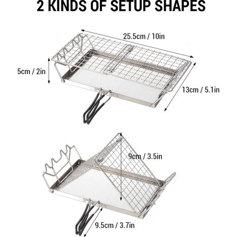 Grille-pain pliable pour réchaud de camping, en acier inoxydable, avec support à pain, idéal pour le camping, la randonnée et les pique-niques. (1/5)