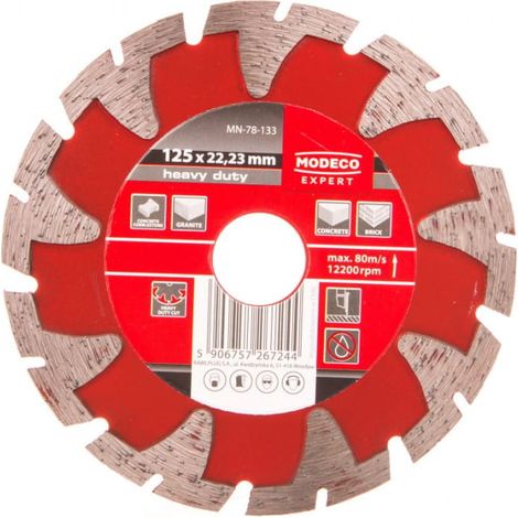 Disco abrasivo de diamante segmentado Rawlplug MN-78-133 de 125 mm - para hormigón y piedra - 1 unidad.