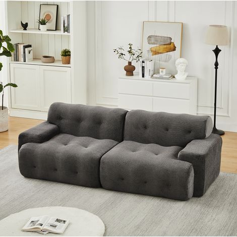 sofá 2 plazas modular chenilla gris 224 cm OKMYHOME (1/5)