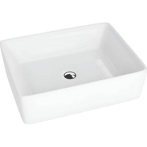 Vasque à poser en porcelaine 49x38x13,5 cm – Surface lisse résistante aux taches – Installation facile pour salle de bain contemporaine