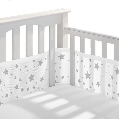 Tours de Lit en Maille Respirant 4 Côtés Anti Collision pour Lit Bébé Blanc Etoile (1/5)