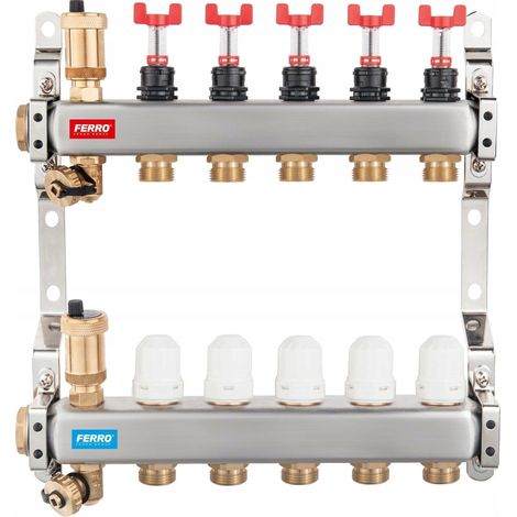 Ferro SN-RZPU04S répartiteur acier inoxydable argent 1 pouce