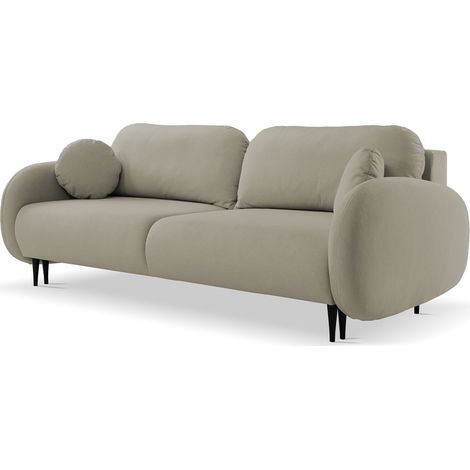 Selsey BAFRA - Dreisitzer-Sofa mit Schlaffunktion und Bettkasten, Easy-Clean Samtbezug Beige (1/5)