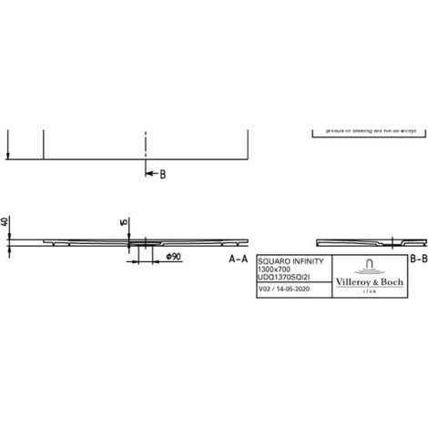 Villeroy & Boch UDQ1370SQI2IVAL DW Squaro Infinity 1300x700x40mm