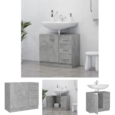 The Living Store - Waschbeckenunterschrank Betongrau 63x30x54 cm Holzwerkstoff (1/5)
