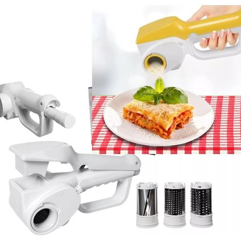 TRADE SHOP - Grattugia Elettrica Da Tavola 3,6v 3 Trafile Rullo Estraibile In Acciaio Ricaricabile -
