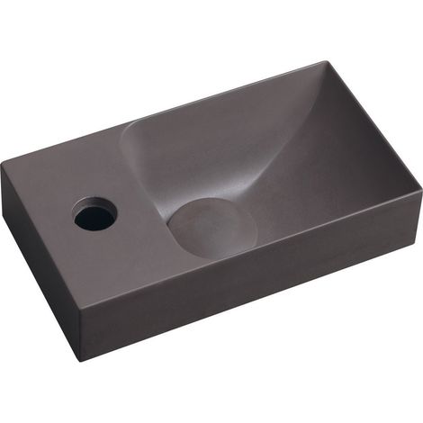 Sapho Small - Lave-mains 31x17 cm, sans trop-plein, trou de robinetterie à gauche, brun foncé PK30015 (1/4)