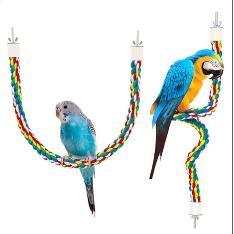 Jouet Perroquet,Perchoir en Corde de Coton,Oiseaux pour Petite et Moyenne Taille Tels Perruches,Conures,Inséparables et Canaris (1/5)
