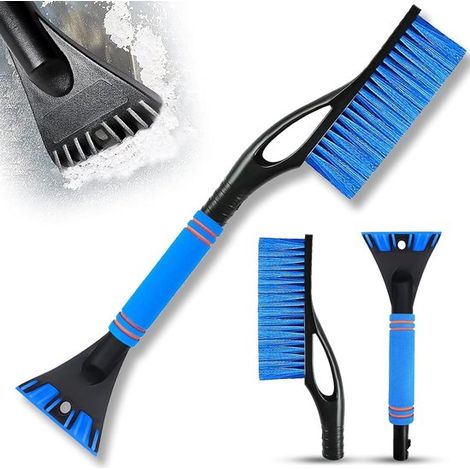 Raschietto da neve per auto, raschietto per ghiaccio e spazzola da neve 2 in 1, raschietto per ghiaccio e spazzaneve staccabili, raschietto per ghiaccio telescopico per auto, camion, SUV e camper (blu