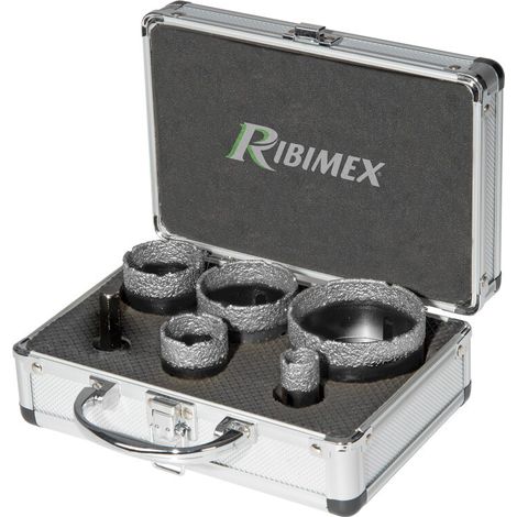 Fresa a tazza diamantata in set da 5 pezzi con adattatore per trapano Ribimex (1/2)