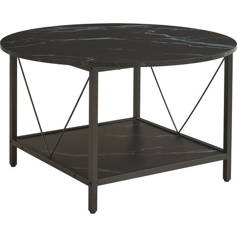 Tavolino/consolle/tavolino laterale diametro 80x46 cm effetto marmo nero 030010790
