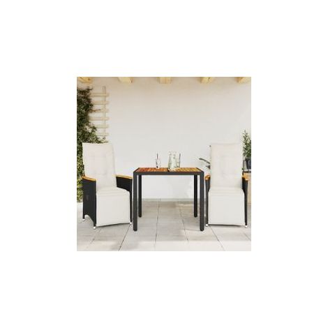 Ensemble de bistro de jardin 3 pcs coussins noir poly rotin (1/5)