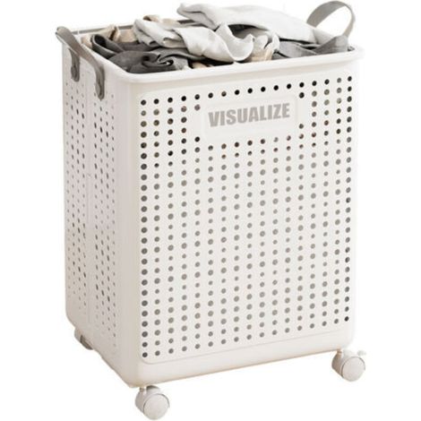 Panier à linge avec roulettes, panier à roulettes - Paniers à linge roulants pliables et ventilés Panier à linge multifonction, panier à linge de salle de bain à fermeture éclair lisse (1/5)