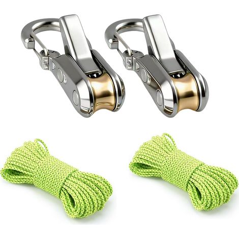 Accesorios de cuerda para tiendas de campaña de exterior, aptos para tiendas de campaña y hamacas, juego de carretes de cuerda (2 carretes, 2 cuerdas, verde) (1/5)