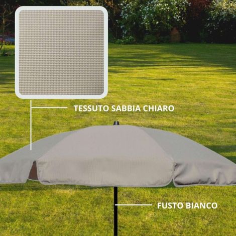 Ombrellone Olefin colore sabbia chiaro - fusto bianco