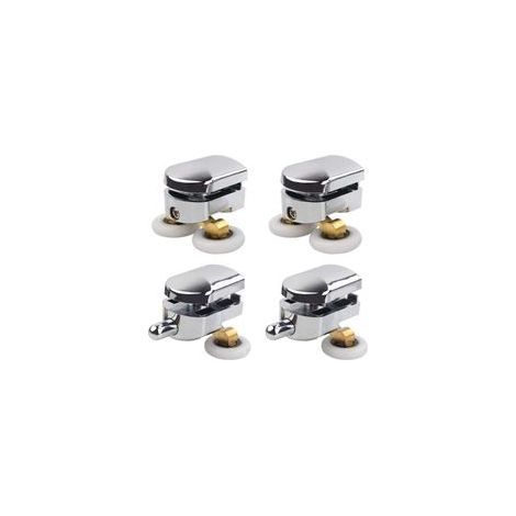 Roulette de porte de douche , 4 roulettes doubles, roulettes coulissantes, roue de remplacement pour cabine de douche (23 mm) (1/4)