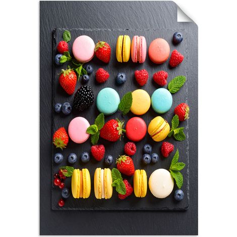 Selbstklebendes Poster – Wandsticker Makronen Kekse und Früchte 30x45 cm (1/3)