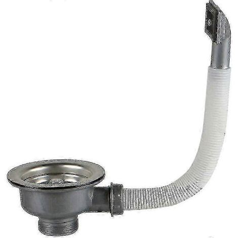 Égouttoir d'évier avec trou de trop-plein, panier carré en acier inoxydable de 110 mm (1 pouce), matériau acier inoxydable + ABS, égouttoir + panier. (1/5)