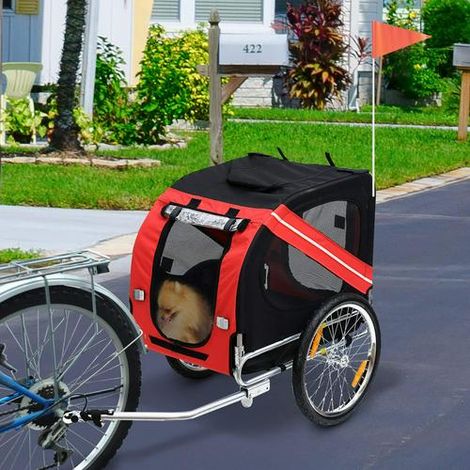 SiFree®Remorque de vélo pour chiens Rouge et noir---ETO (1/5)