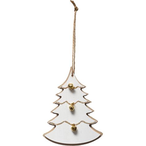 Albero di natale soggetto di legno campana d oro bianco - Feeric lights & christmas (1/2)