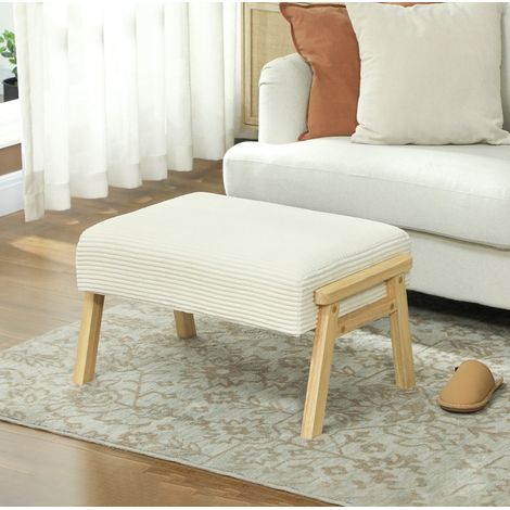 siège pouf salon repose pieds bois 70 46 cm OKMYHOME (1/5)