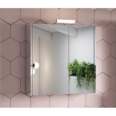 Armoire à glace Vikja avec Éclairage LED, 2 portes, miroir latéral 715x700x155 mm (1/2)