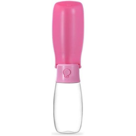 NALOOKAMIC Bouteille d'eau pliable pour chien de 300 ml, bouteille d'eau portable pour chien, convient aux chiens, chats, animaux de compagnie, promenades en plein air, voyages et boissons, rose (1/2)