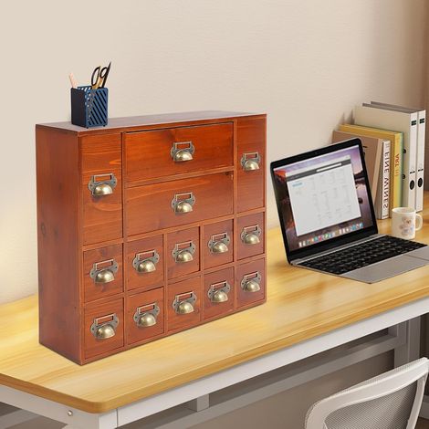 Mini Kommode mit 14 Schubladen, Vintage Aufbewahrungsschrank