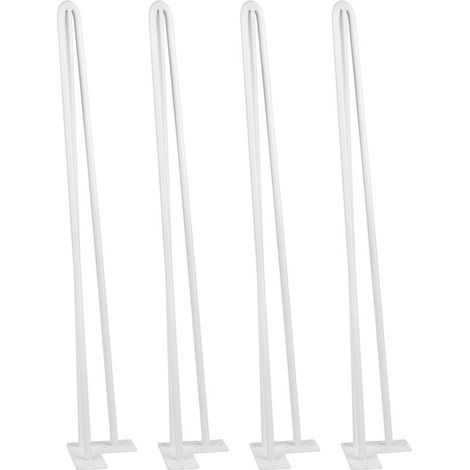 71cm Lot 4 Pieds de Table en Épingle à Cheveux 3 Tiges Style Moderne en Acier 12mm Blanc (1/4)