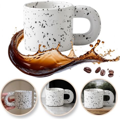 Tazza in ceramica con manico per caffè o tè, effetto maculato, opaca, 300 ml (1/5)