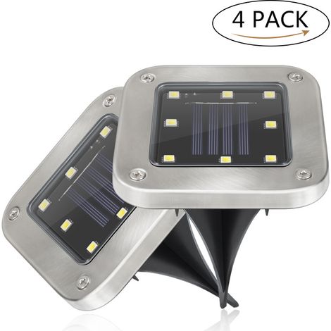 4Pcs LED Lumière Solaire Souterraine Carrée Extérieure Nouvelle Lumière De Jardin Insertion Au Sol Lumière De Jardin,3000k (1/4)