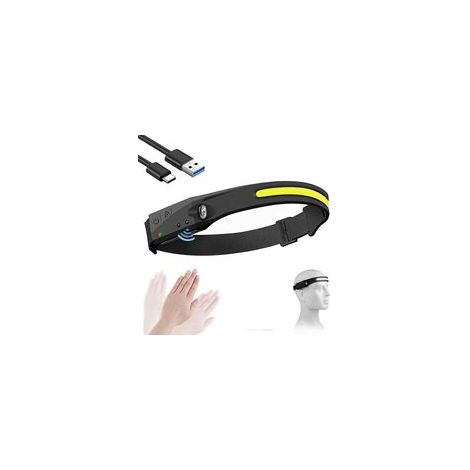 Lampe Frontale Rechargeable USB, Torche Frontale LED Ultra Puissante avec 4 Modes d'éclairage Lampe Frontale COB Etanche IPX4 Léger 230 ° Réfléchissan (1/5)