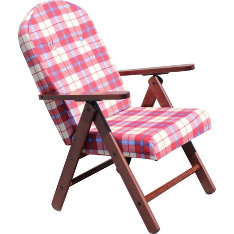 Poltrona relax da interno in legno 4 posizioni con braccioli - Blue (1/5)
