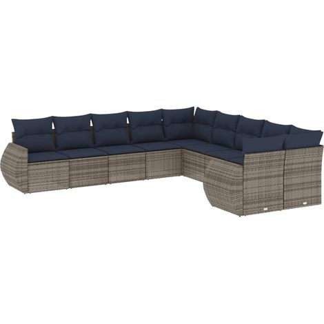 Maison Exclusive - 10-teiliges Gartensofa-Set mit Kissen, grau, P (1/5)
