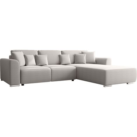 Canapé d'angle convertible et réversible en tissu gris clair MELTANA (1/4)