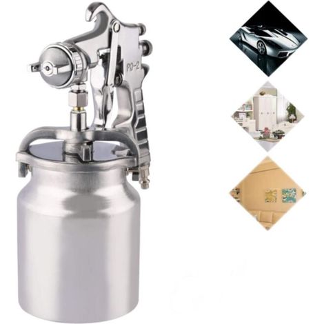 Professionnel Pistolet à peinture Système de pulvérisation de peinture, acier inoxydable, buse 2.0 mm, pistolet à peinture pour l'automobile, le ménage et les meubles (1/5)