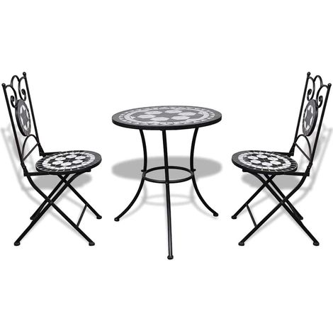 Maison Exclusive - 3-tlg. Bistro-Set Keramik Schwarz und Weiß (1/5)