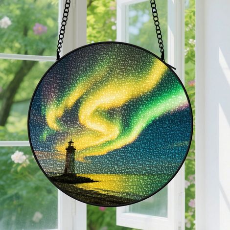 9cm Suspension en vitrail, attrape-soleil coloré minimaliste, décoration intérieure, cadeau Anniversaire pour femme, homme, épouse, maman, tante (1/5)