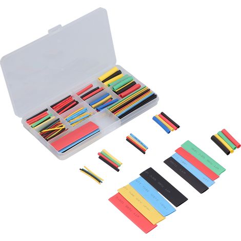 Kit 164 pièces gaines thermorétractables polyoléfine, manchon isolant électrique, assortiment de tubes pour câblage et réparations (1/5)
