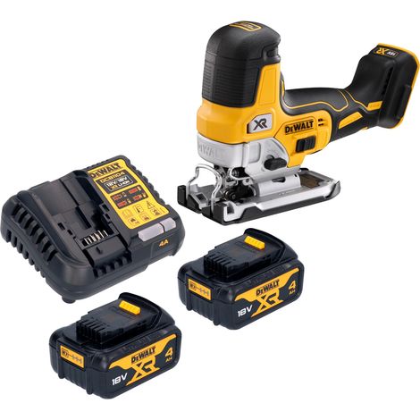 Seghetto alternativo a batteria DeWalt DCS 335 M2 18 V 135 mm Brushless + 2 batterie da 4,0 Ah + caricabatterie