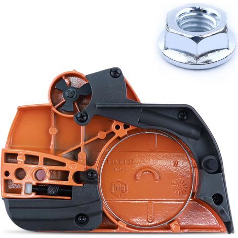 LinDuxe Kettenbremsenbaugruppe, Kupplungsseitenabdeckung für Husqvarna 445 450 Kettensäge 445 450, Kupplungsabdeckungsbaugruppe mit Stangenmuttern, Ersatzteile, ersetzt 544097902 544097901