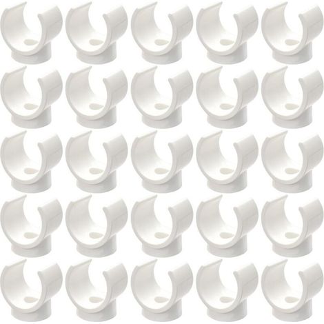 Lot de 25 colliers de serrage pour tuyau d'eau, colliers de fixation en forme de U, accessoires de tuyau, colliers de serrage (blanc)