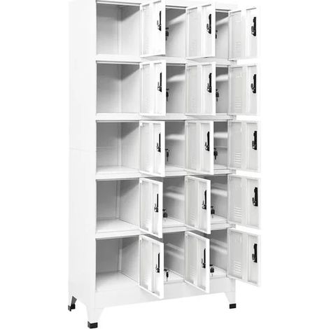 Armoire de Rangement en Acier, 90x40x180 cm, Casiers de Stockage avec Compartiments, Meuble de Bureau et Atelier, Blanc (1/5)