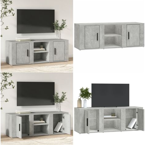 Meuble TV Gris béton 100x31,5x35 cm Bois d'ingénierie - Bois d'ingénierie - Rangement tv (1/5)
