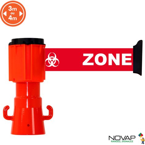 Enrouleur de sangle 50mmx5m Rouge Zone contaminée - 2830331