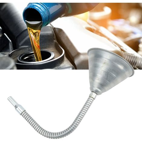 Entonnoir de Primage Universel en Acier Carbone avec Bec et Flexible de 330mm/12.99in pour Voitures, Motos, Camions