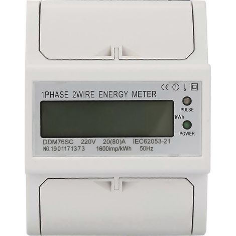 Compteur d'énergie monophasé 4 broches à écran LCD sur rail DIN (wattmètre) DDM76SC 20-80A