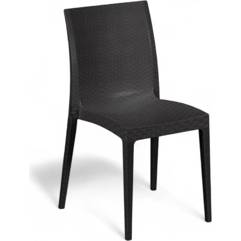 6 sedie impilabili in resina effetto rattan antracite linea elegance Madam (1/5)