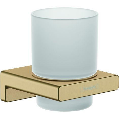 Hansgrohe AddStoris - Vaso para cepillos de dientes con soporte, cristal mate/bronce cepillado 41749140